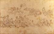 design for a ceiling decoration with neptune and the four continents